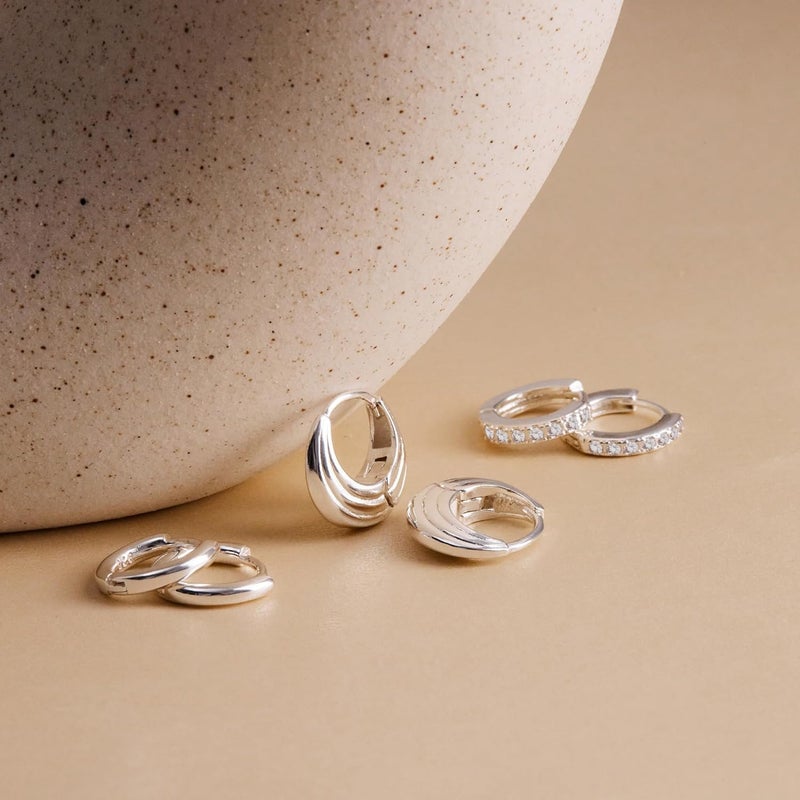 Inerney 14K Gold Plated Huggie Hoop Earrings for Women, Small Sterling Silver Earring Set Hypoallergenic Cartilage Helix Stacks, Mini Dainty Cute Trendy Birthstone Jewelry Gift for Multiple Piercings - Image 5